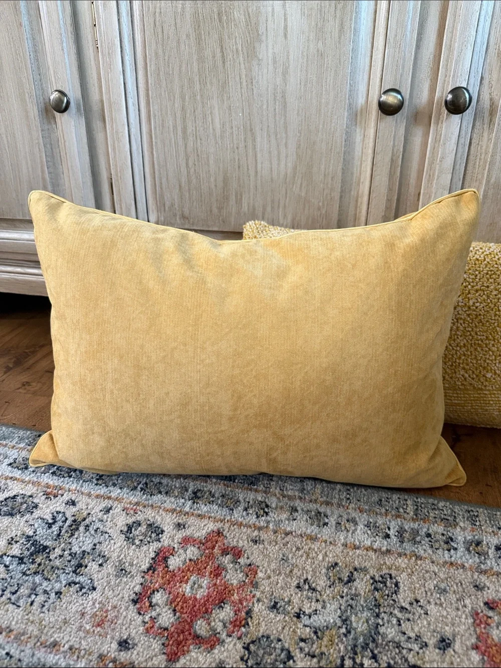 Pier 1 Mustard Yellow Velvet Lumbar Pillow